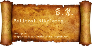 Beliczai Nikoletta névjegykártya